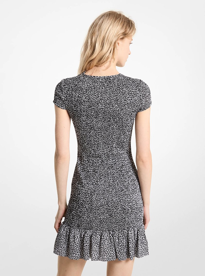 Minivestido fruncido con estampado de leopardo in ALUMINIO | Michael Kors