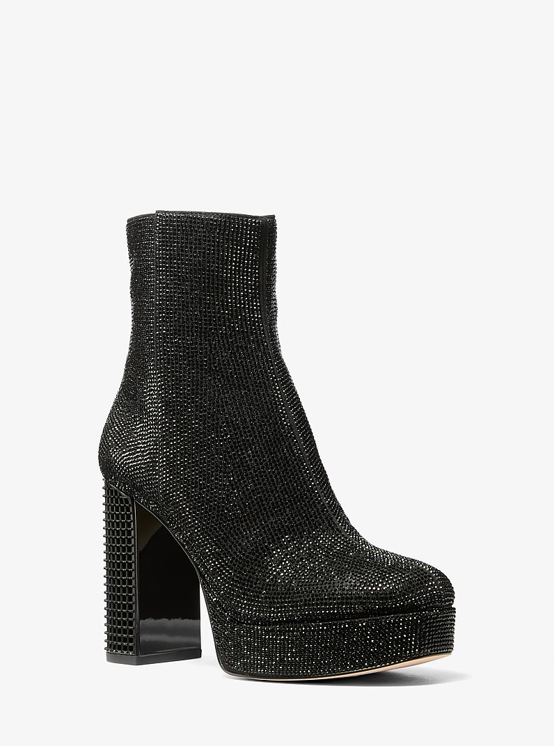 Maxine Crystal Embellished Platform Boot in BLACK | Michael Kors