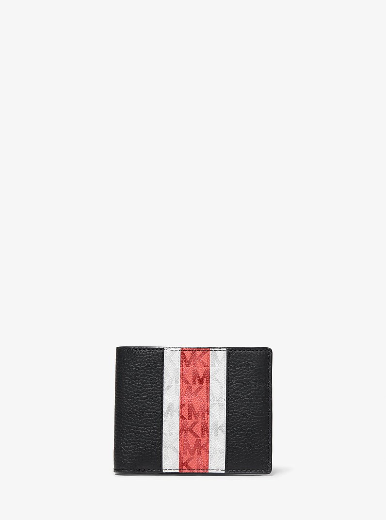 Pebbled Leather and Logo Stripe Billfold Wallet With Passcase Gift Set in DAHLIA | Michael Kors