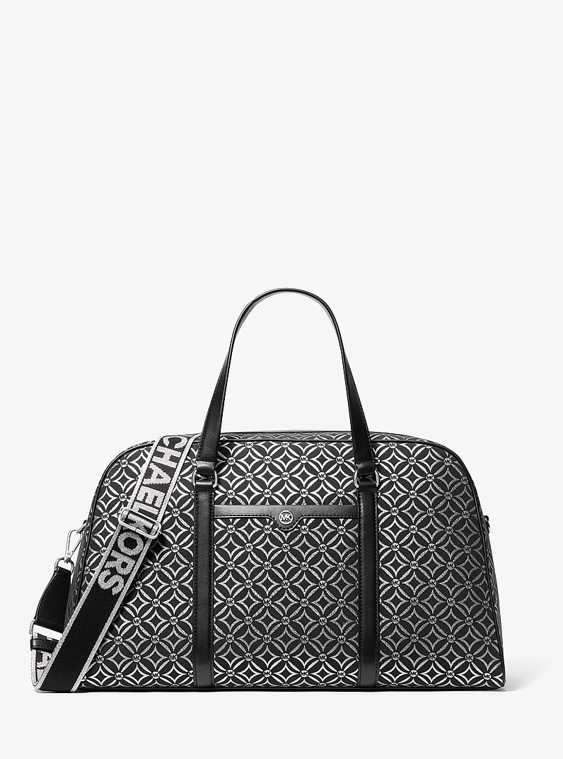 MICHAEL KORS　バッグ Jet Set Travel Extra-Large Metallic Logo Jacquard Weekender Bag