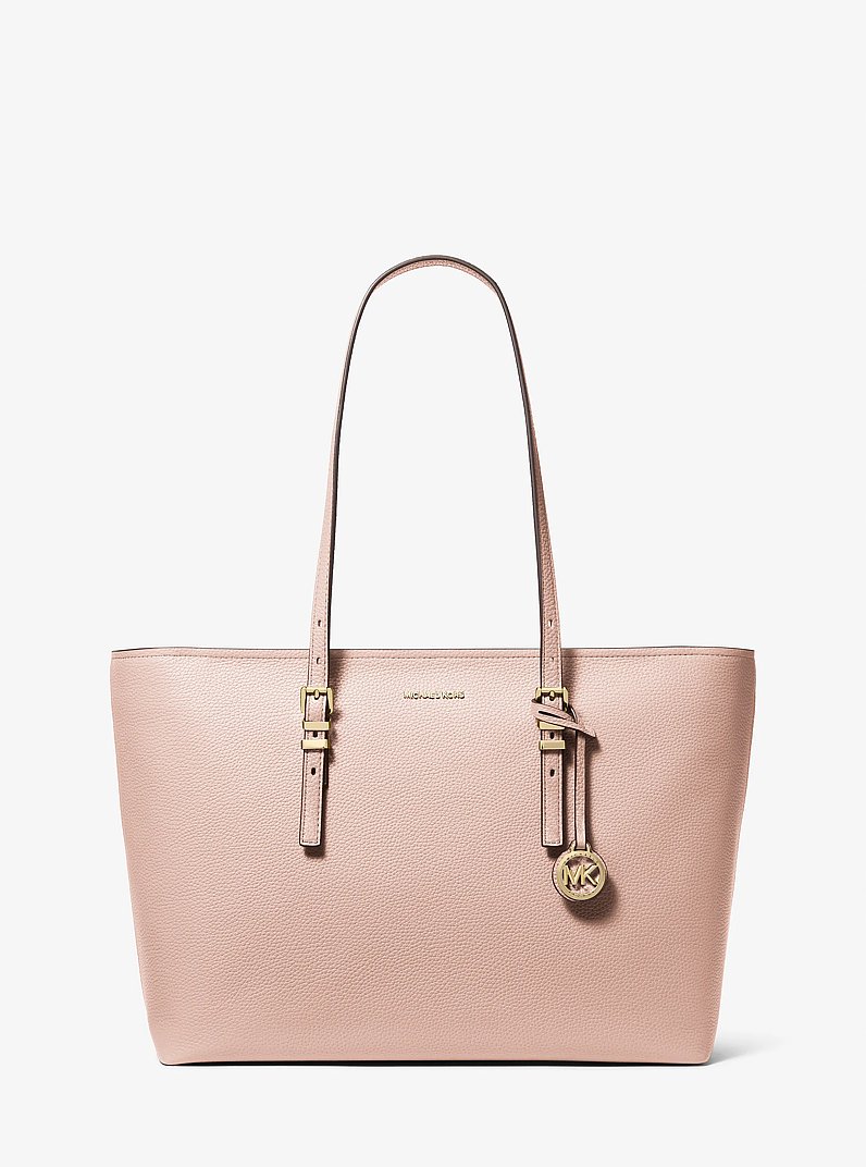 Quinn Large Pebbled Leather Tote Bag in SOFT PINK | Michael Kors