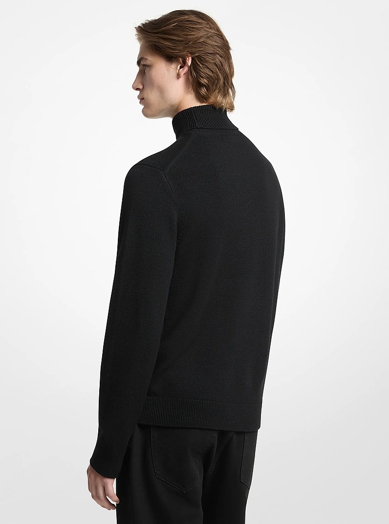 Merino Wool Turtleneck Sweater in BLACK | Michael Kors