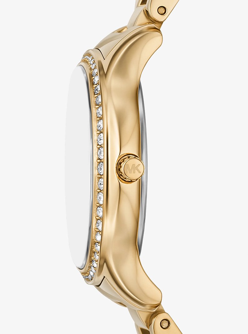 Mini Sage Pav&eacute; Gold-Tone Watch in GOLD | Michael Kors