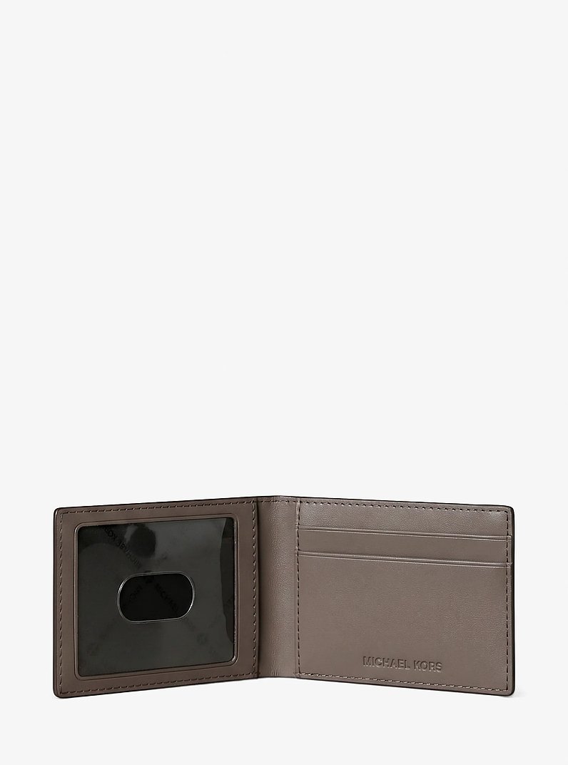 Cooper Leather and Signature Logo Billfold Wallet With Passcase in MUSHROOM | Michael Kors