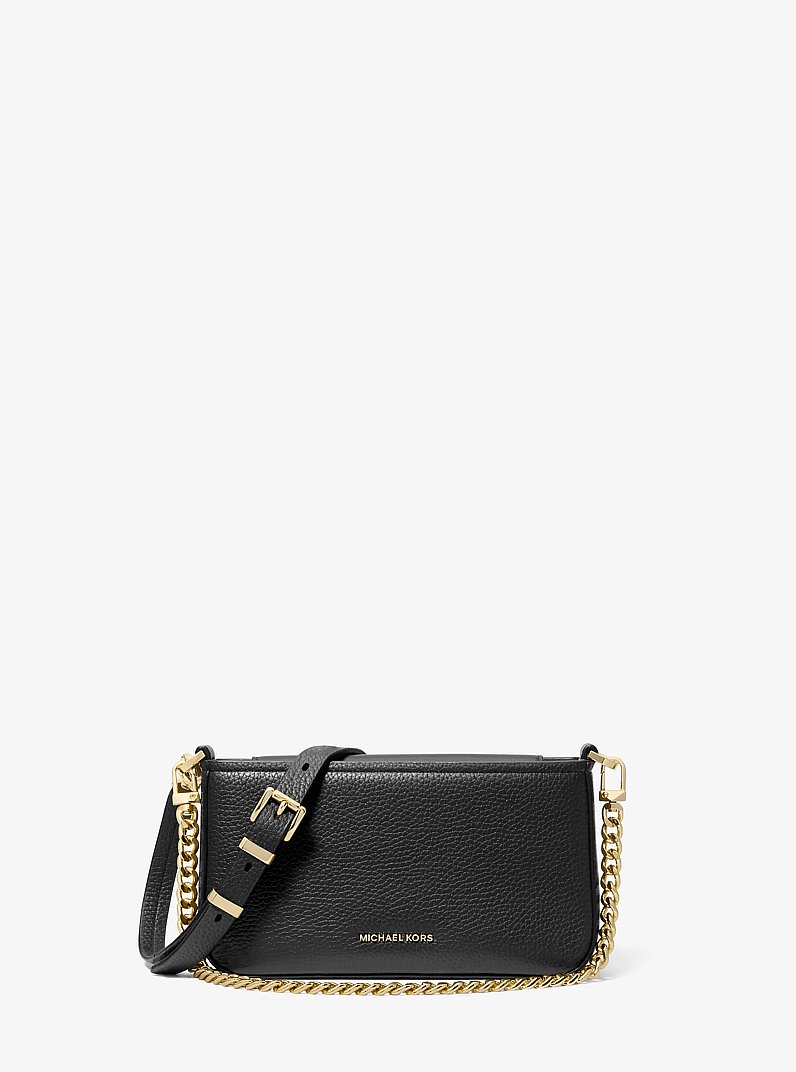 Bryant Small Pebbled Leather Convertible Pochette in BLACK | Michael Kors
