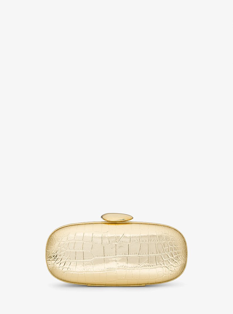 Tina Small Metallic Crocodile Embossed Leather Minaudi&egrave;re