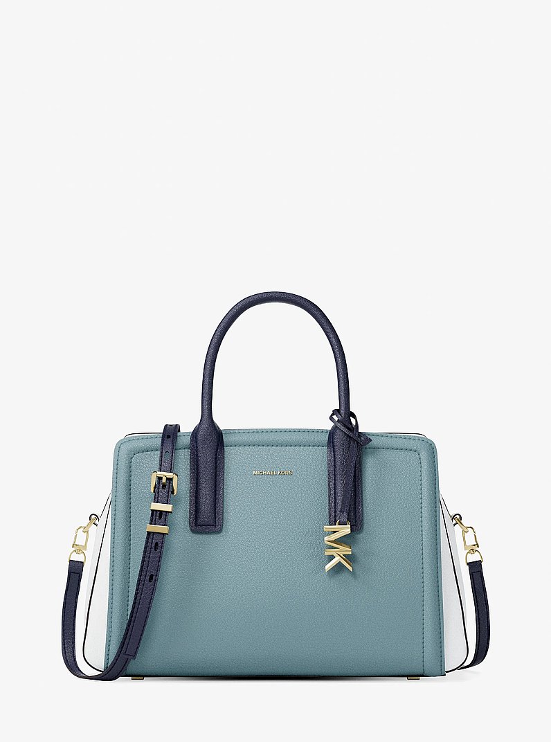 Laila Medium Color-Block Pebbled Leather Satchel in CHAMBRAY MULTI | Michael Kors