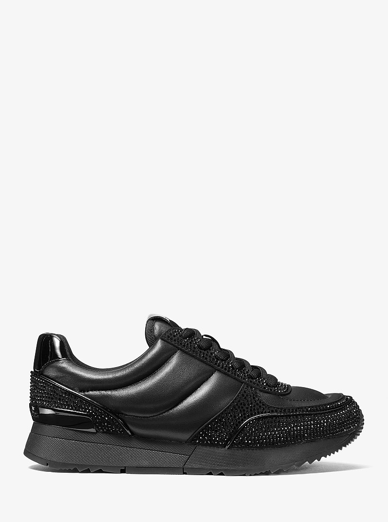 Andi Embellished Quilted Leather Trainer in BLACK | Michael Kors