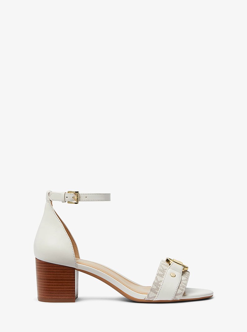 Rory Flex Leather and Logo Sandal in CREAM | Michael Kors