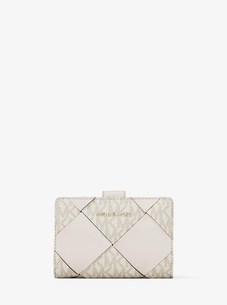 Jet Set Travel Medium Woven Signature Logo Wallet in LT CRM MULTI | Michael Kors