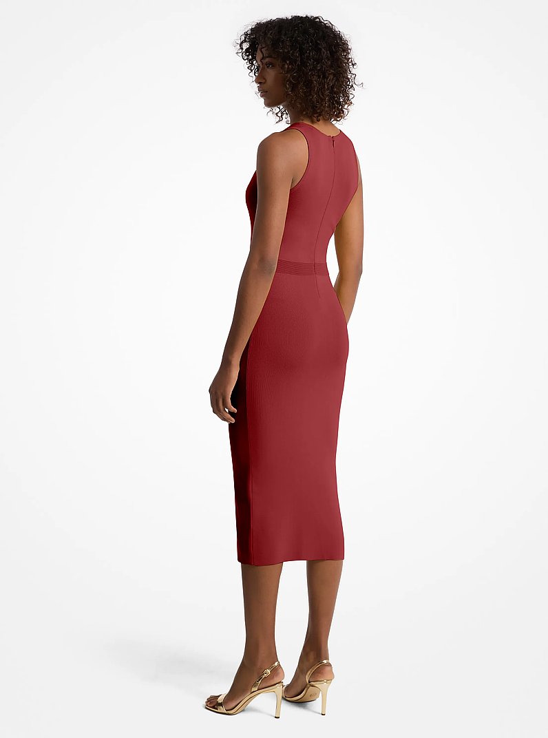 red midi tank dress DARING DIVA Square Neck Waisted Ruched Tank Midi Dress M Black