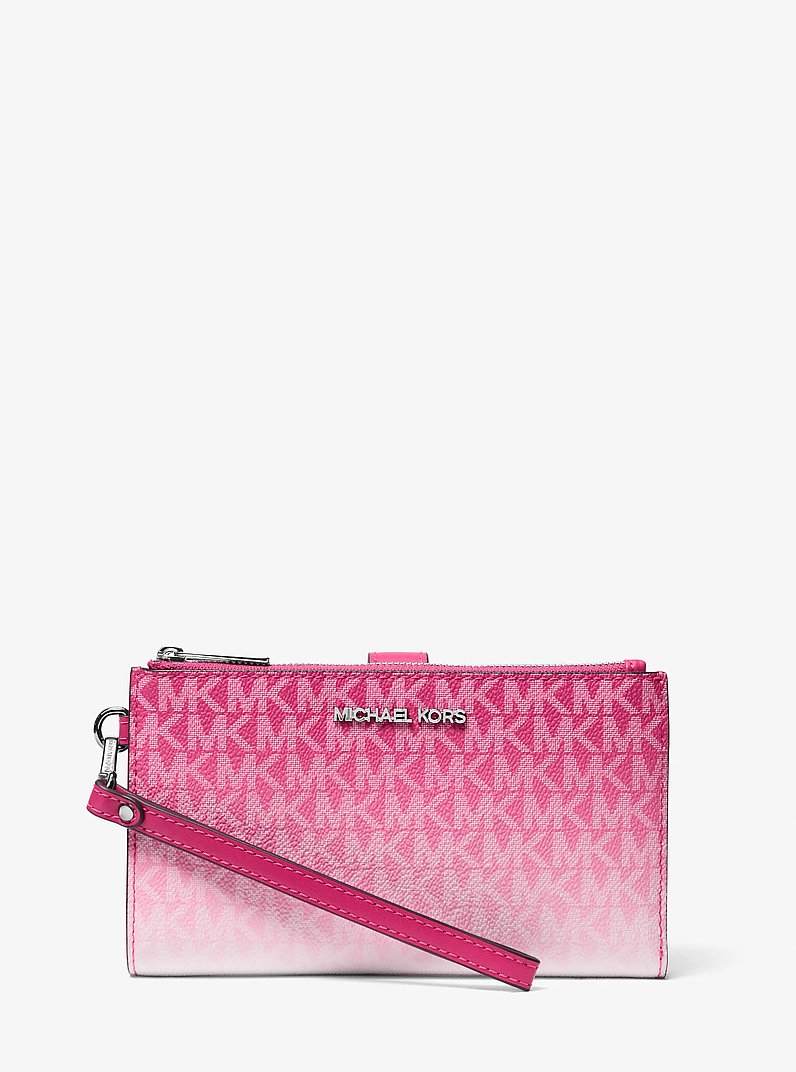 Jet Set Large Ombr&eacute; Signature Logo Wristlet in DRAGONFRUIT | Michael Kors