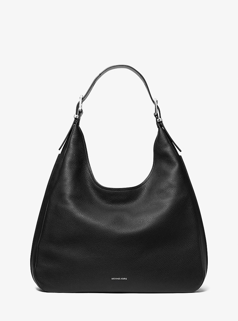 Nolita Large Pebbled Leather Hobo Shoulder Bag in BLACK | Michael Kors