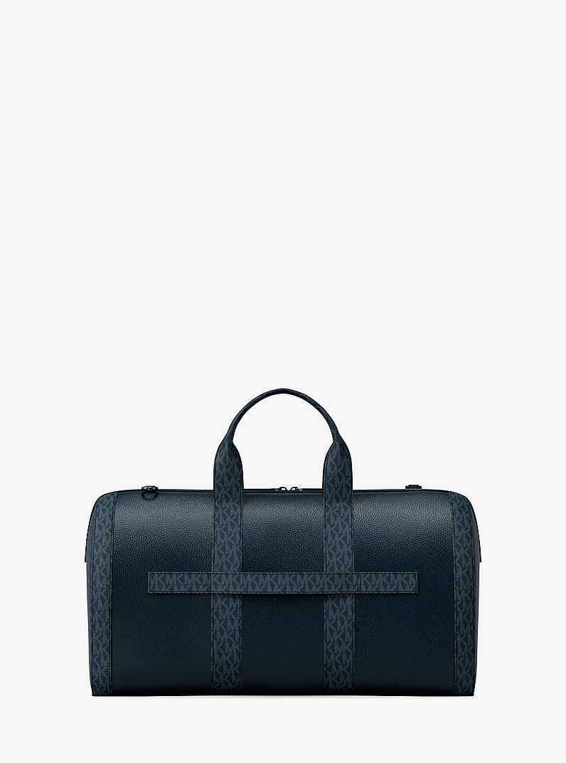 Cooper Pebbled Leather and Signature Logo Duffel Bag in NAVY | Michael Kors