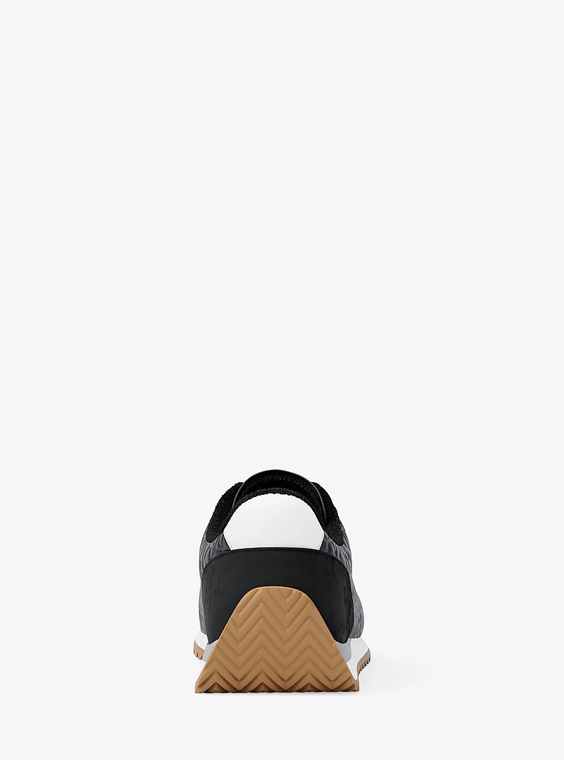 Rhodes Quilted Logo Leather Trainer in BLACK | Michael Kors