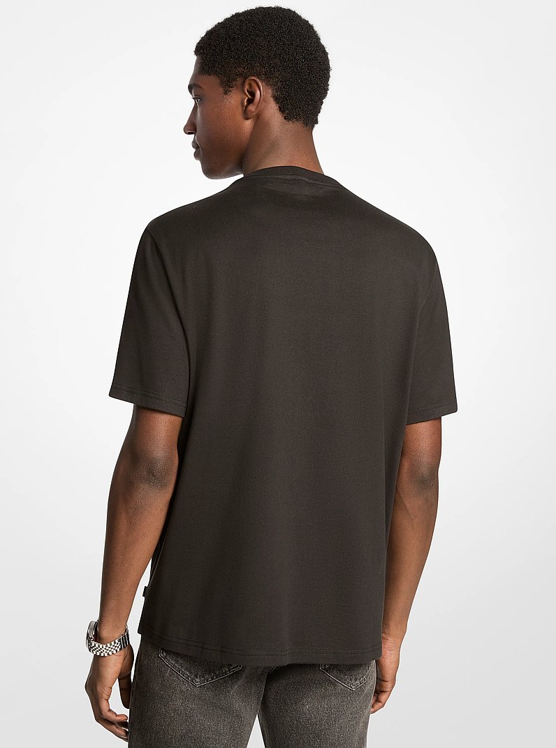 Signature Logo Striped Cotton T-Shirt in BLACK | Michael Kors