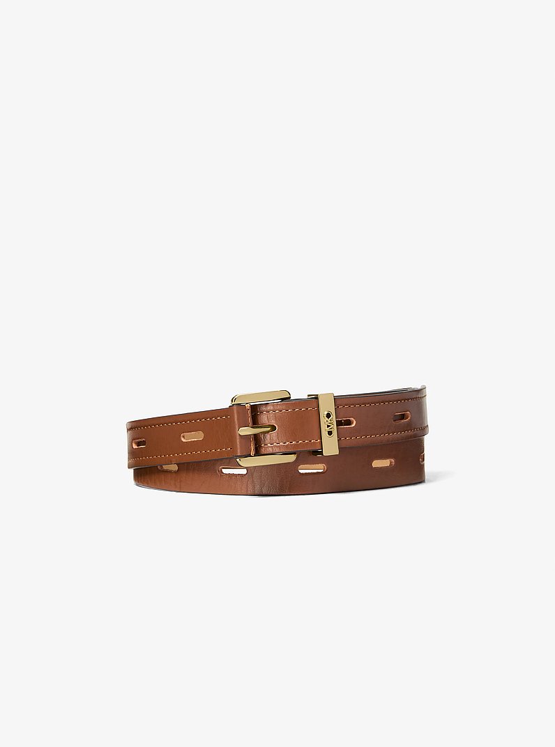 Ceinture en m&eacute;lange de cuir &agrave; d&eacute;coupes in LUGGAGE | Michael Kors
