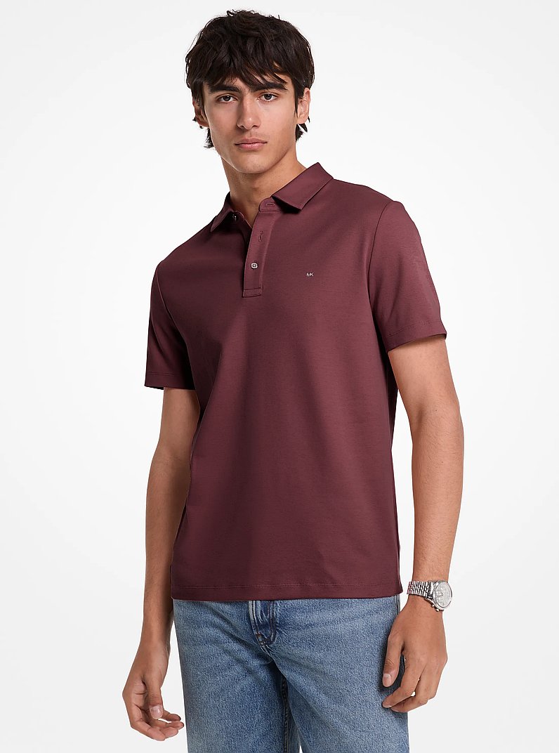 Embroidered Logo Cotton Polo Shirt in OXBLOOD | Michael Kors