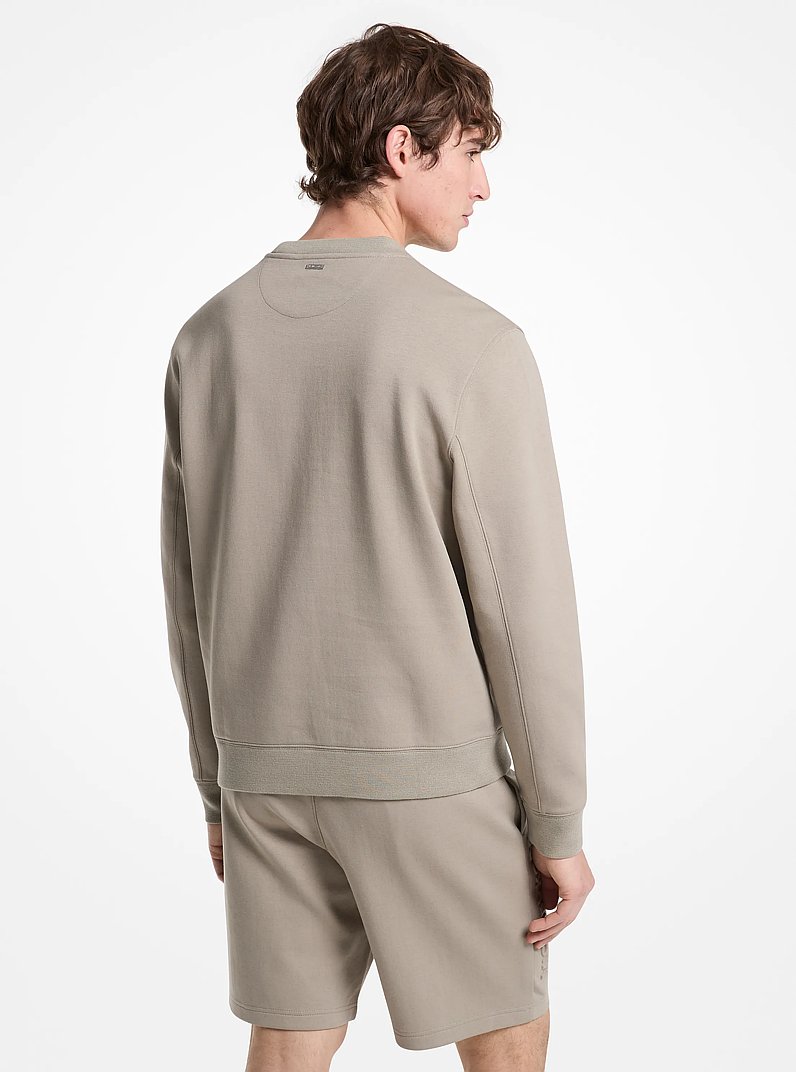 Logo Embossed Cotton Blend Sweater in DUSTY SAGE | Michael Kors