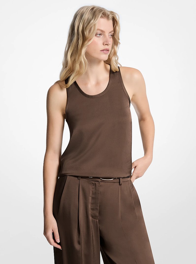 Tanktop aus Satin mit Racerback in SCHOKOLADE | Michael Kors