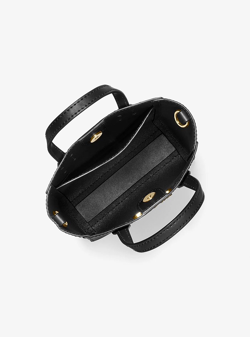 Vincent Extra-Small Saffiano Leather Crossbody Bag With Logo Card Case in BLACK | Michael Kors
