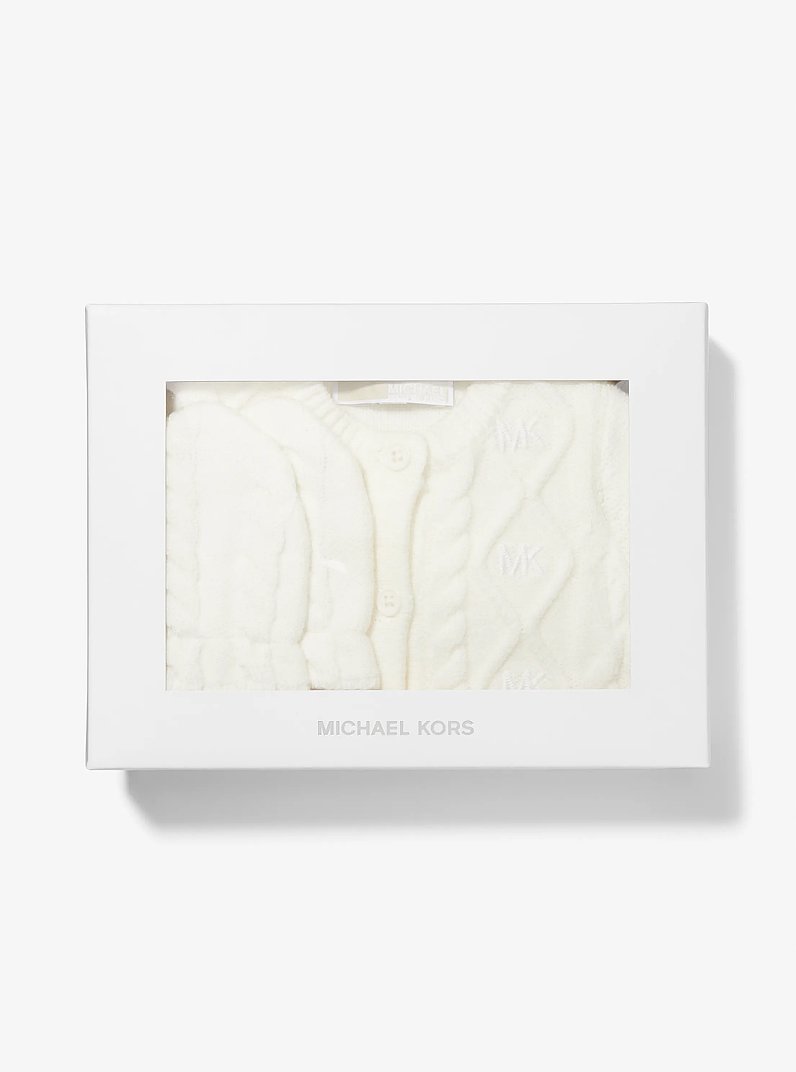 Cable Knit 3-Piece Baby Gift Set in CREAM | Michael Kors