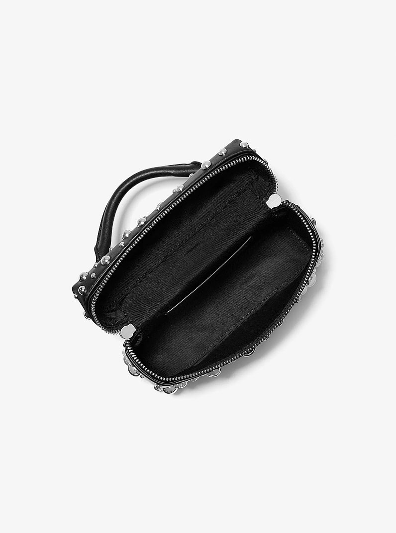 Jana Extra-Small Studded Satin Crossbody Bag in BLACK | Michael Kors