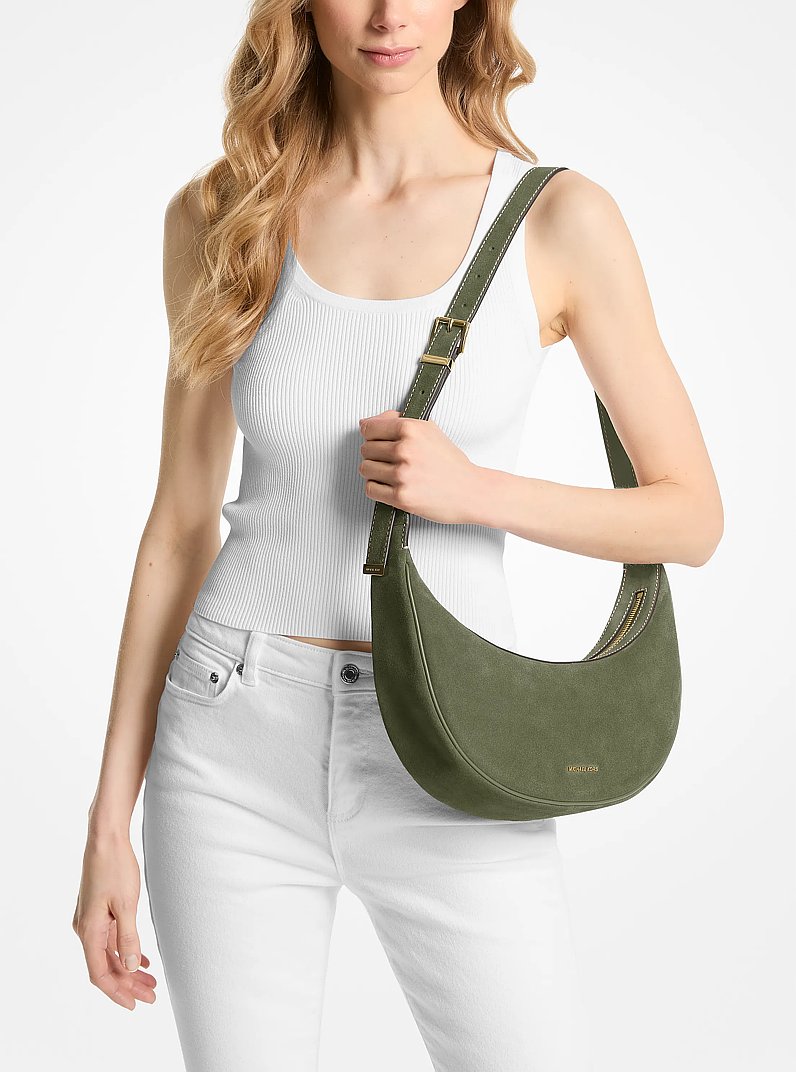 Avra Medium Suede Crossbody Bag in SMOKEY OLIVE | Michael Kors