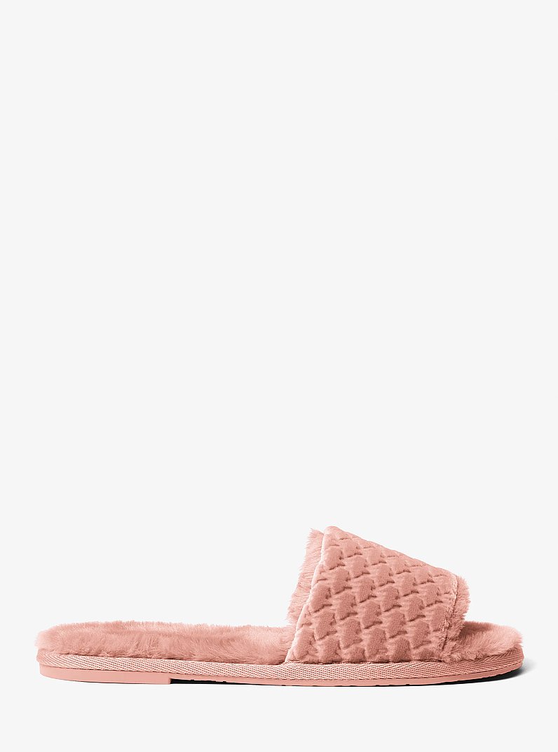 Alexis Logo Debossed Velvet Slide Sandal in POWDER BLUSH | Michael Kors