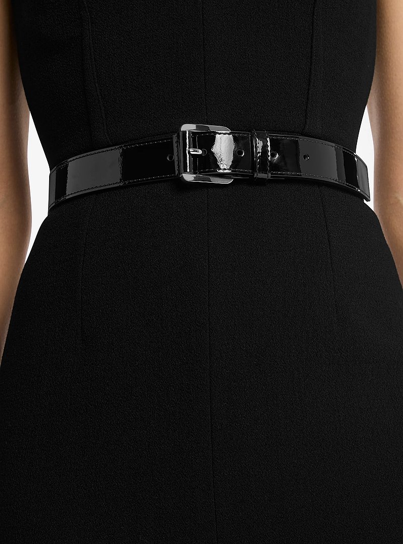 Cintura per pantaloni Tilda in pelle verniciata in NERO | Michael Kors