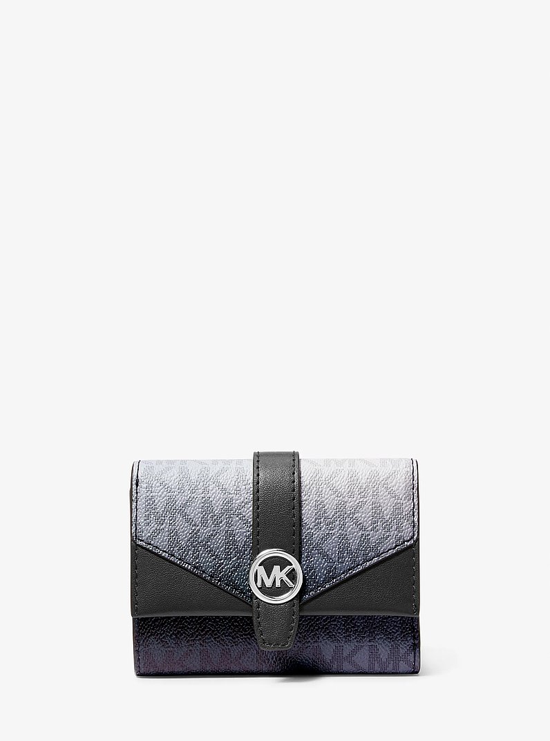 Greenwich Medium Ombré Signature Logo Tri-Fold Wallet in BLACK