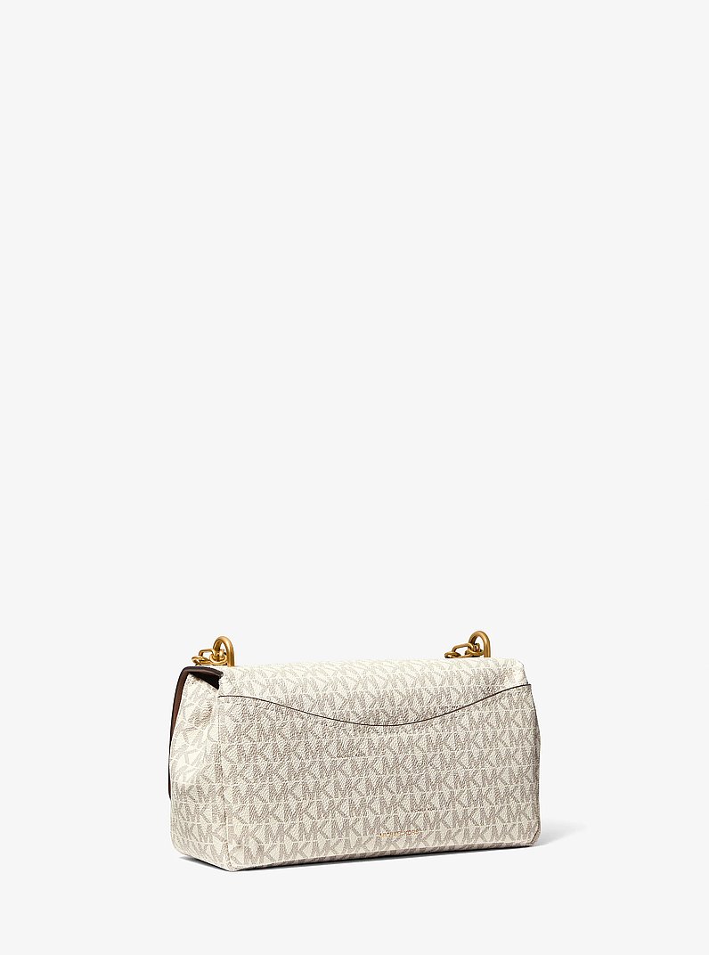 Bryant Small Signature Logo Convertible Shoulder Bag in VANILLA/ACORN | Michael Kors
