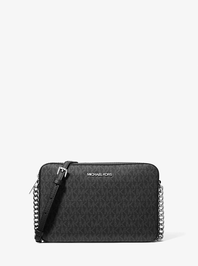 Jet Set Large Logo Crossbody Bag in BLACK | Michael Kors