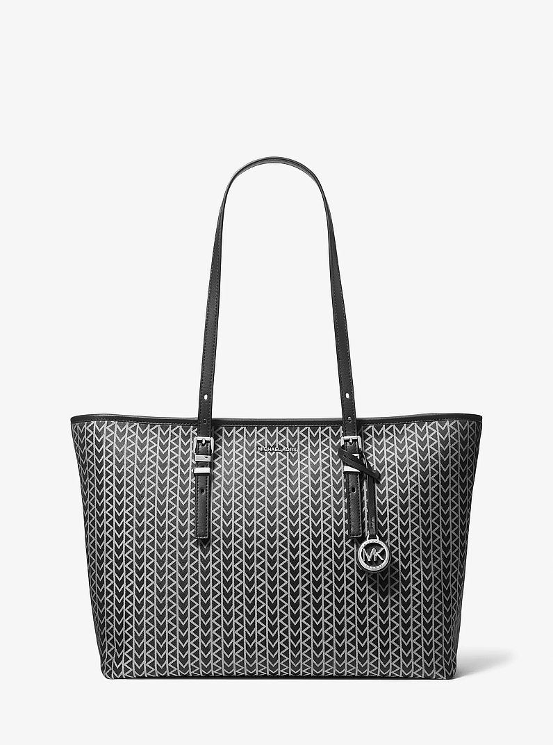Quinn Large MK2000 Logo Jacquard Tote Bag in BLACK | Michael Kors
