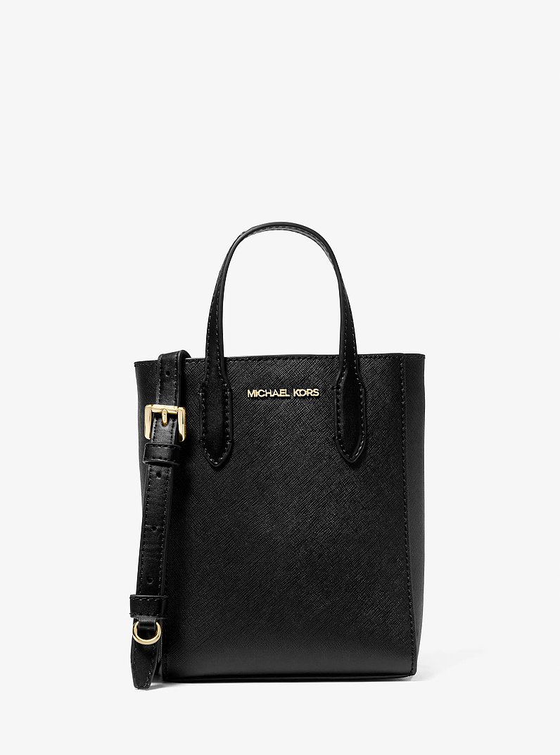 Vincent Extra-Small Saffiano Leather Crossbody Bag With Logo Card Case in BLACK | Michael Kors
