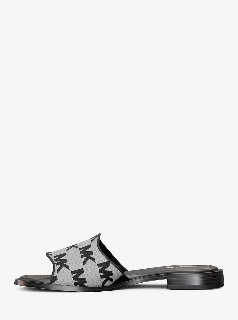 Hannah Logo Jacquard Slide Sandal in BLACK | Michael Kors