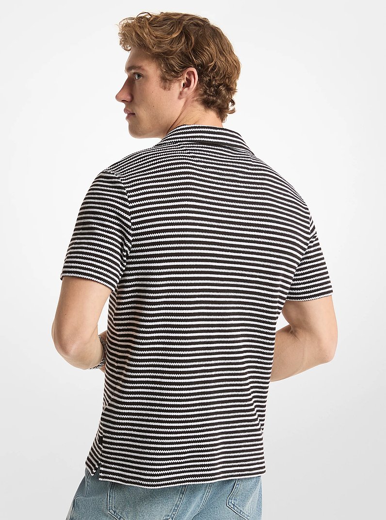 Polo Johnny a righe con lavorazione jacquard in NERO/BIANCO | Michael Kors