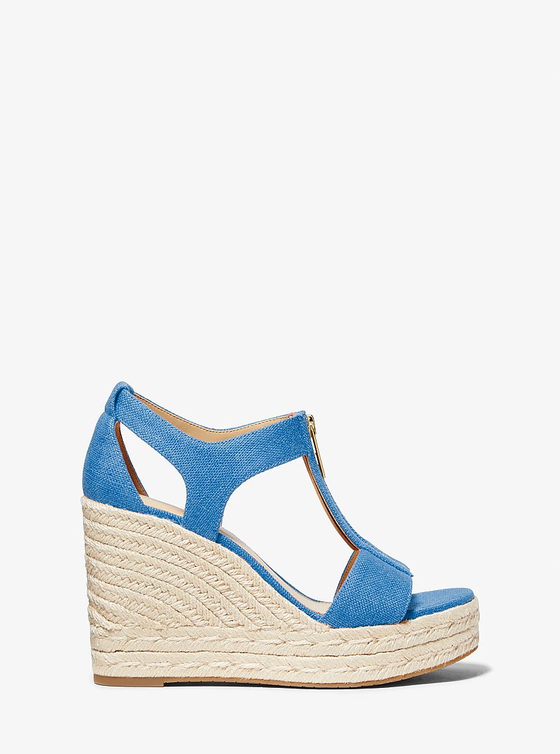 Sandalia Berkley de lona con cu&ntilde;a in AZUL FRANCIA | Michael Kors