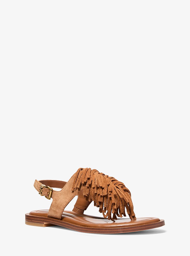Indra Fringed Suede Sandal in LUGGAGE | Michael Kors