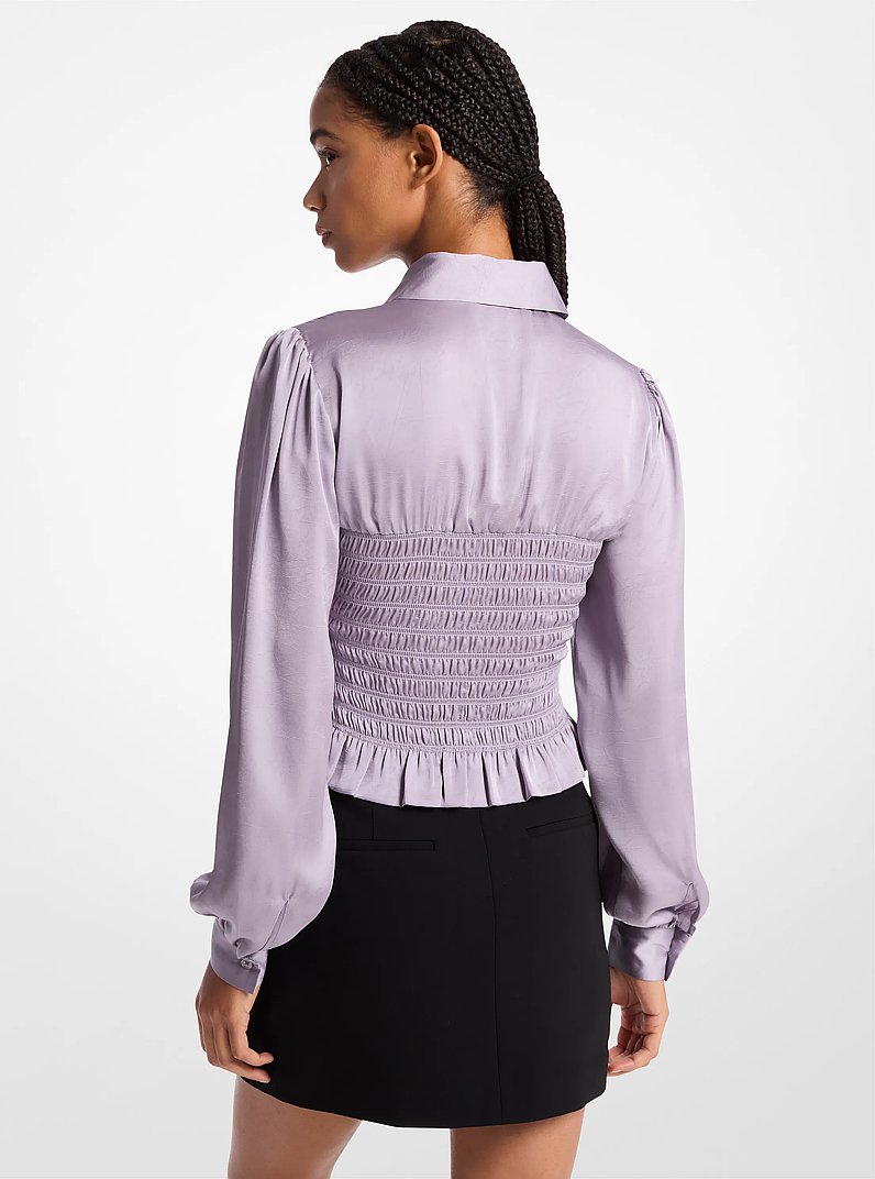 Camisa fruncida de sat&eacute;n arrugado in LILA DULCE | Michael Kors