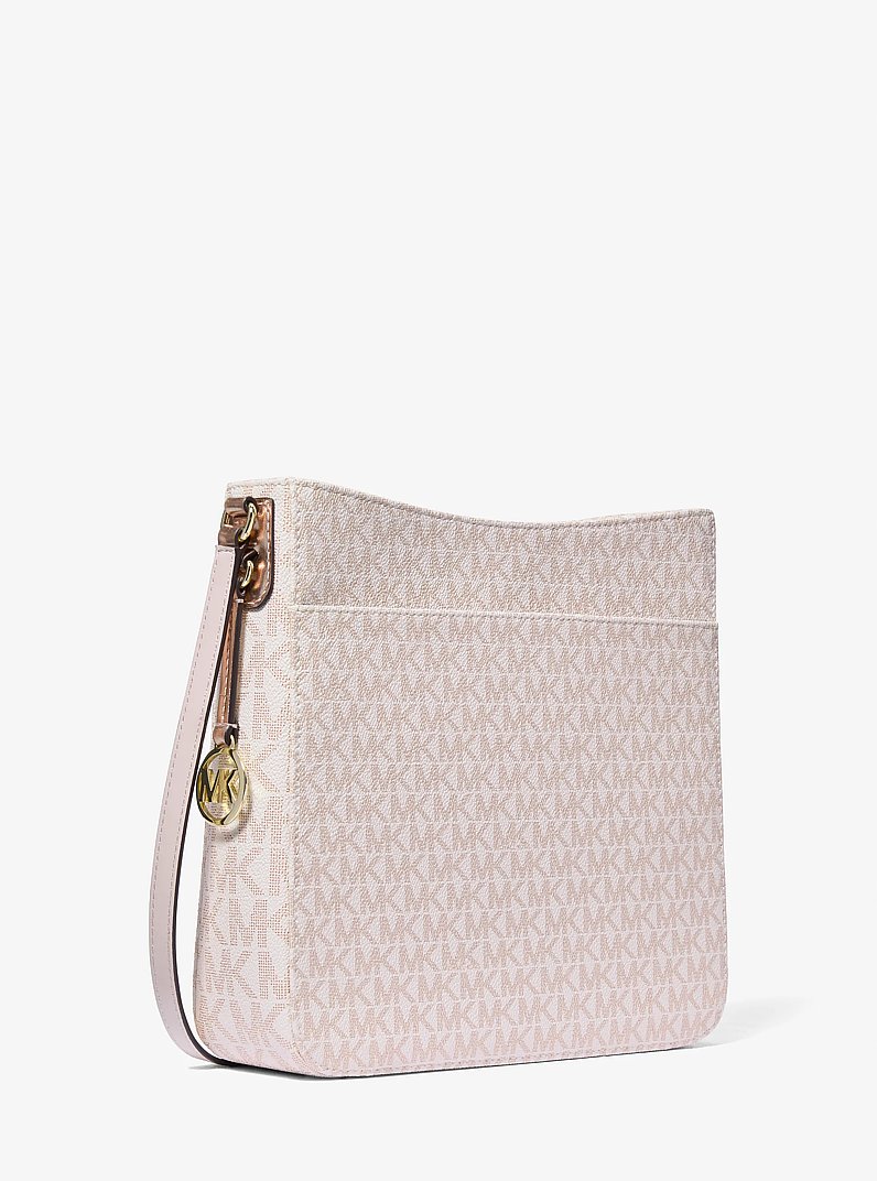 Jet Set Travel Large Metallic Signature Logo Messenger Bag in ROSE GOLD | Michael Kors