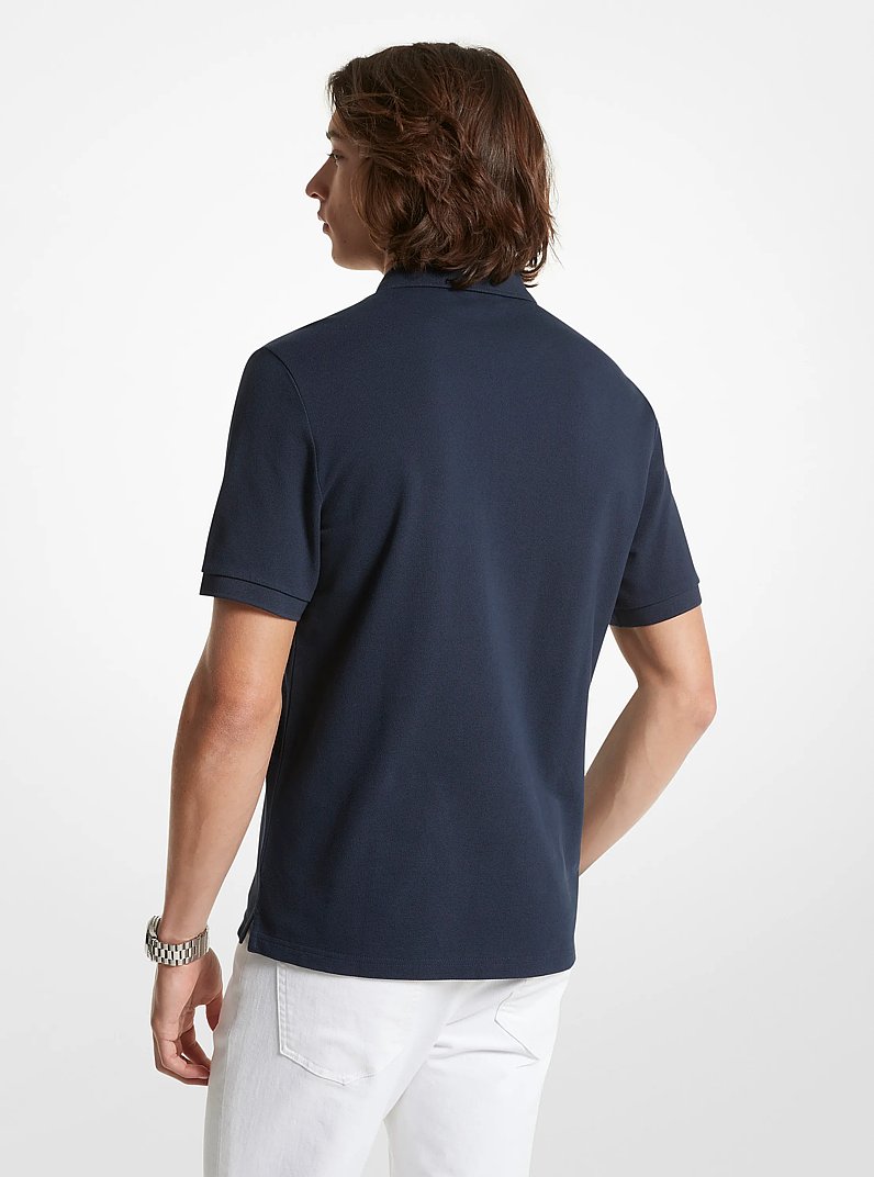 Cotton Half-Zip Polo Shirt in MIDNIGHT | Michael Kors