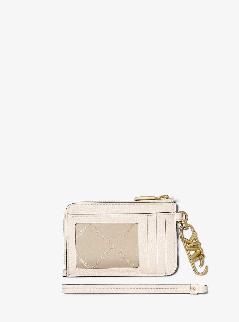 Tarjetero peque&ntilde;o de piel granulada con logotipo imperio in CREMA CLARO | Michael Kors