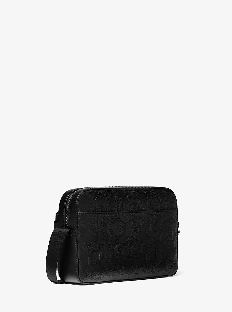 Hudson Graphic Logo Embossed Leather Crossbody Bag