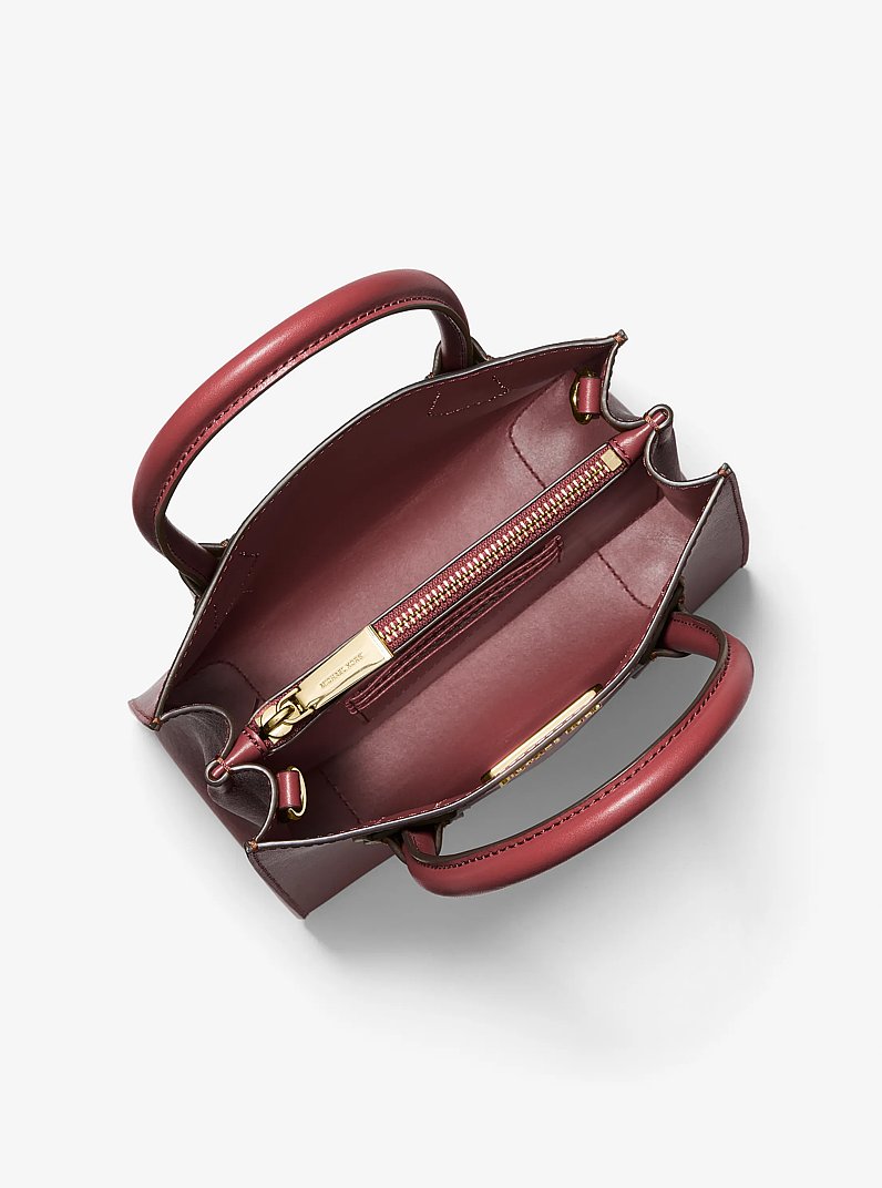 Mercer Medium Pebbled Leather Crossbody Bag in DARK CHERRY | Michael Kors