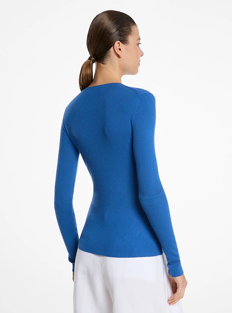Hutton Featherweight Cashmere Sweater in OCEAN | Michael Kors