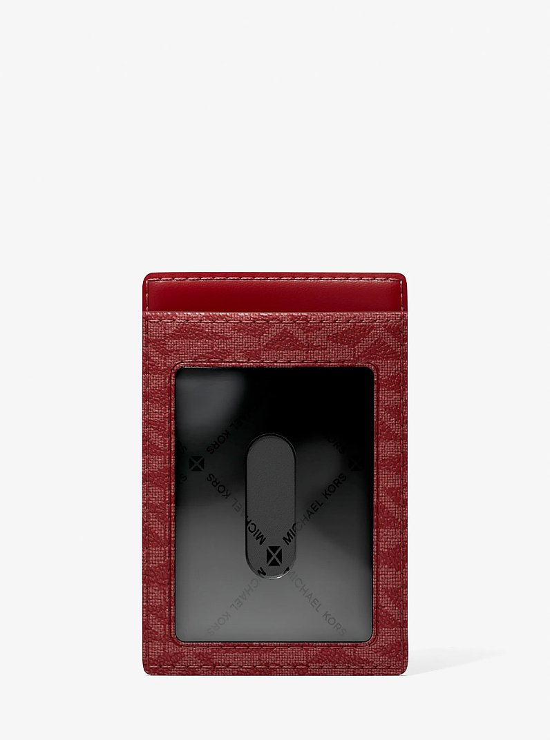 Porte-cartes Hudson &agrave; logo Signature in ROUGE PROFOND | Michael Kors