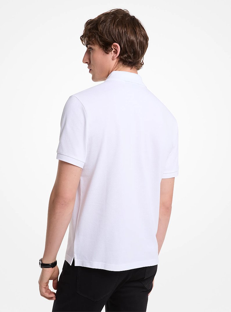 Cotton Zip-Up Polo Shirt in WHITE | Michael Kors
