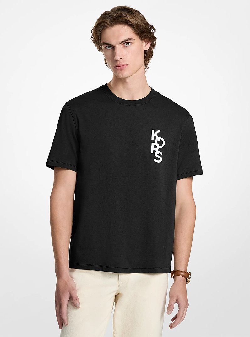 Camiseta de jersey de algod&oacute;n con logotipo gr&aacute;fico in NEGRO | Michael Kors