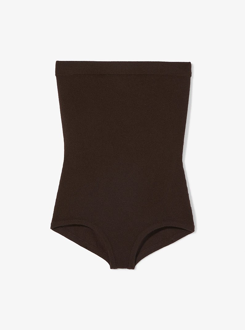 Stretch Cashmere Strapless Bodysuit in CHOCOLATE | Michael Kors